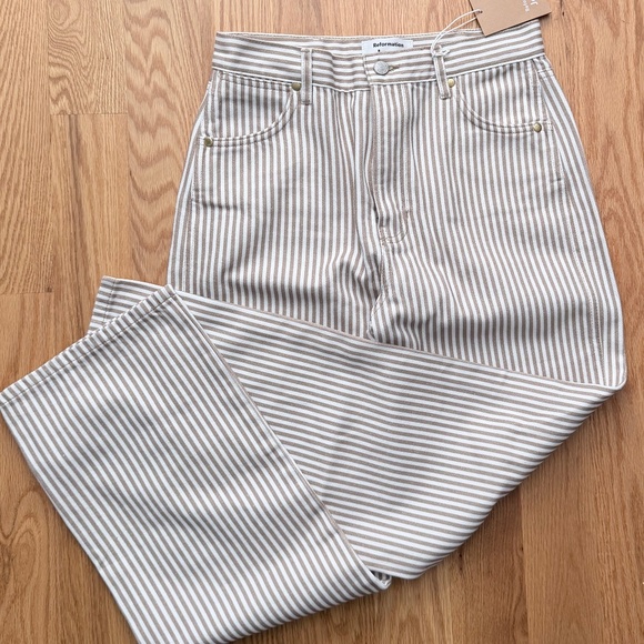 Reformation NWT Cowboy Striped High Rise Straight Jeans (28) - Picture 11 of 16